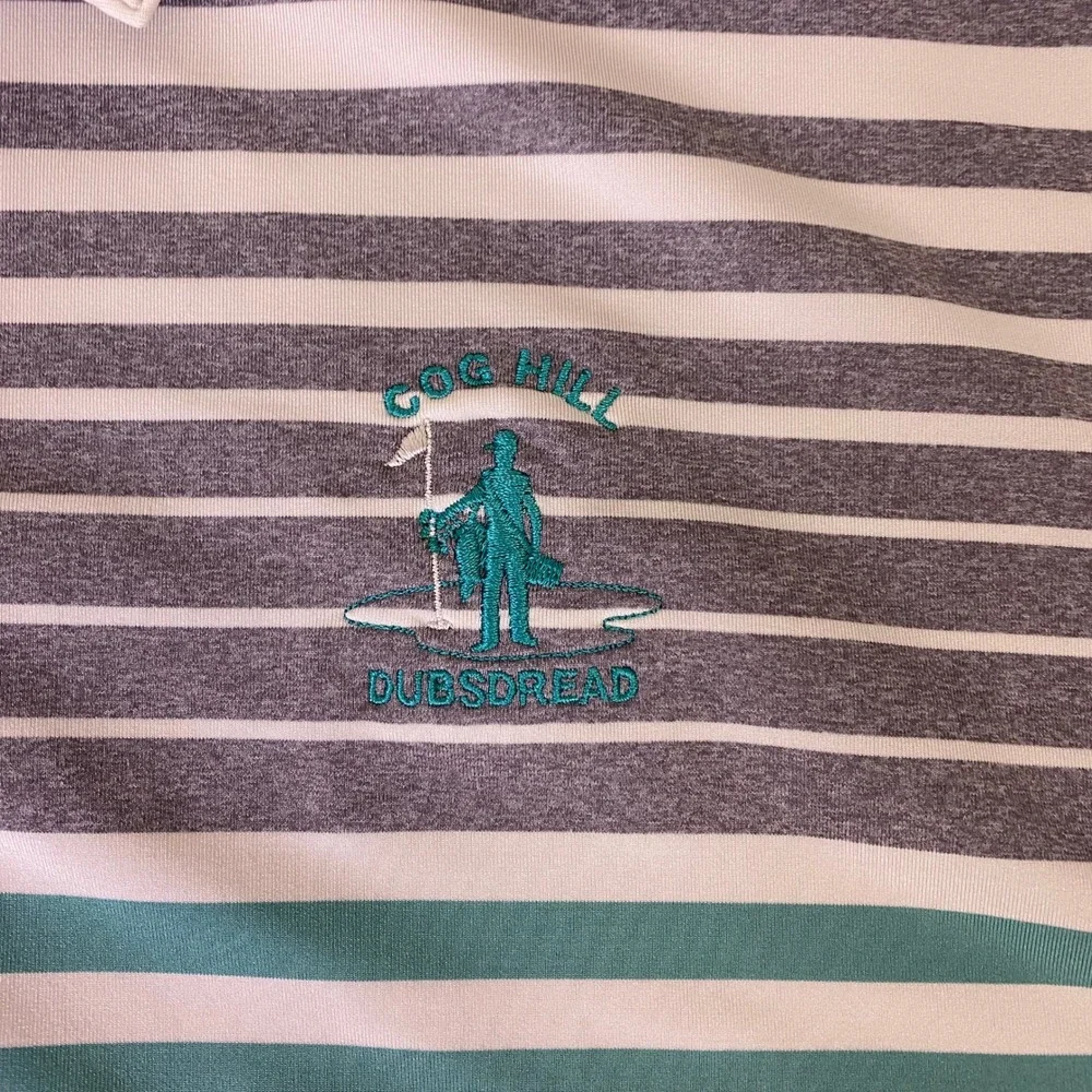 Adidas‎ Performance Polo Shirt Men's XL Gray Striped Cog Hill Dubsdread Golf